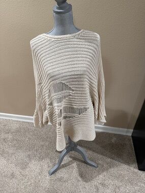Zara Cream Open-Weave Off-the-Shoulder Sweater